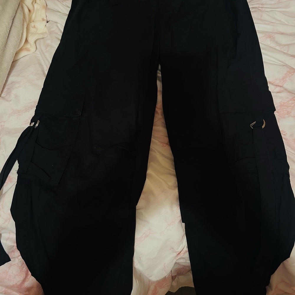 Women’s Black Cargo / Parachute Pants
